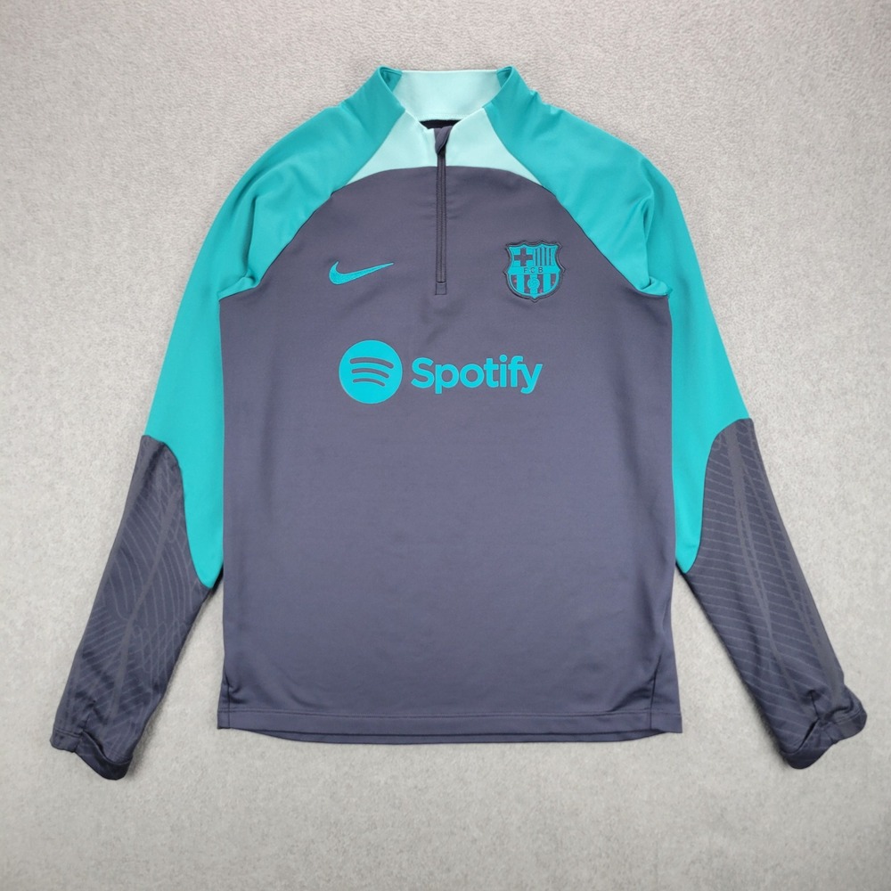 Nike FC‎ Barcelona Drill Top Boys XL Grey Teal Dri-FIT Quarter Zip 23/24 DZ0853